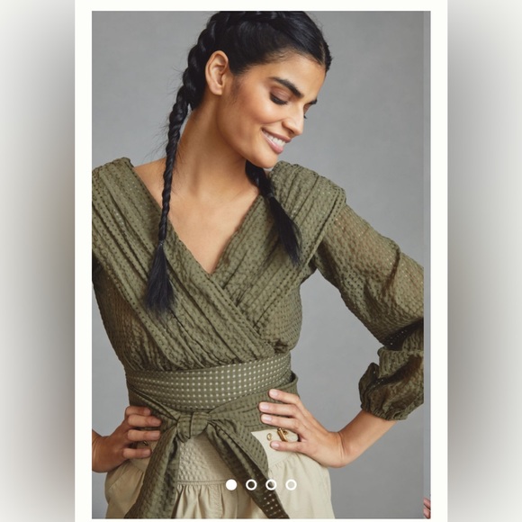 NWT Maeve by Anthropology Green Blouse - Picture 12 of 12